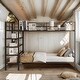 preview thumbnail 2 of 12, Black Multifunctional Twin Over Full Kids Bunk Bed with 5-TierShelf
