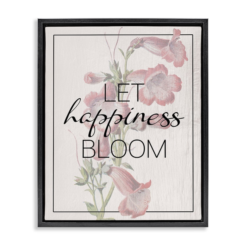 Stupell Vintage Let Happiness Bloom Framed Floater Canvas Wall Art Design By Lil' Rue
