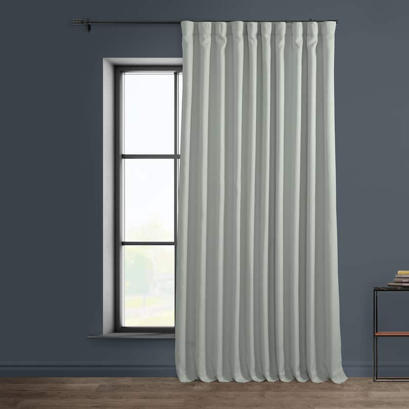 Exclusive Fabrics Faux Linen Extra Wide Room Darkening Curtains Panel - Versatile Privacy Drapery for Wide Windows (1 Panel) - 100 X 120 - Oyster