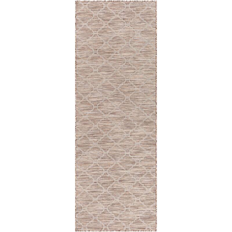 Artistic Weavers Asya Traditional Trellis Outdoor Area Rug - 2'6" x 7'3" Runner - Light Brown
