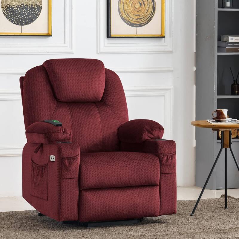 MCombo Electric Power Lift Recliner Chair Sofa with Massage and Heat, 3 Positions, USB Ports, Fabric 7040