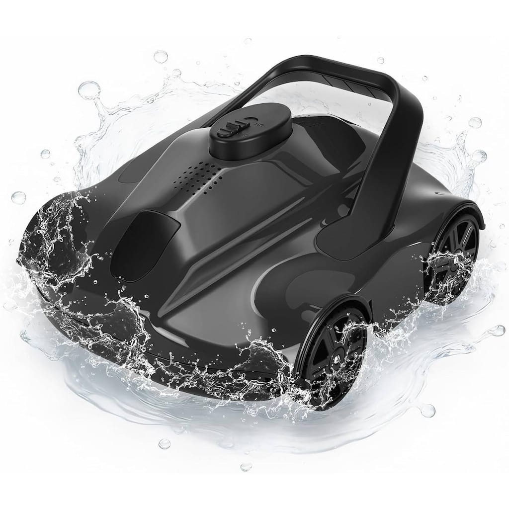 Cordless Pool Cleaner Robotic, Pool Vacuum for Inground Pools Up to 860 Sq.ft, Black - N/A