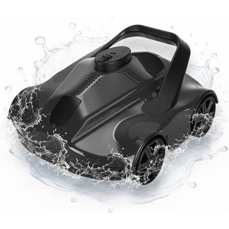 Cordless Pool Cleaner Robotic, Pool Vacuum for Inground Pools Up to 860 Sq.ft, Black - N/A - Black