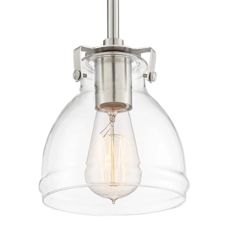 Brushed Nickel Mini Pendant 6 1/2" Wide Clear Glass - 6" x 7"