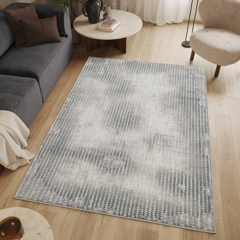 Gray 7 ft. 10 in. x 10 ft. 6 in. Luxury Area Rug, 0.43 Pile Height – Sophisticated Warmth for Any Room - 6' x 7'