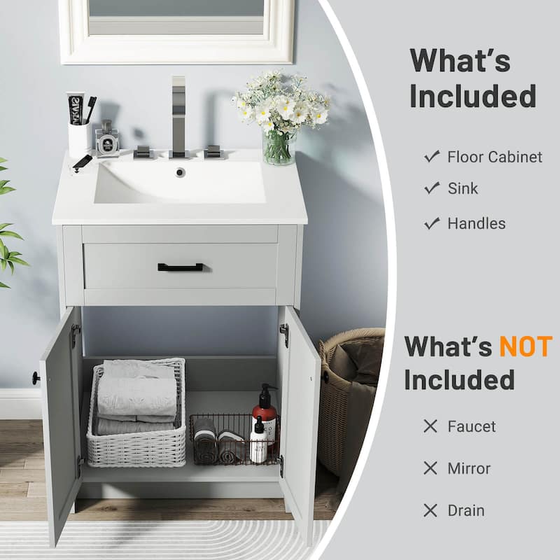 Costway Bathroom Vanity Unit with Basin Under Sink Bathroom Storage - See Details