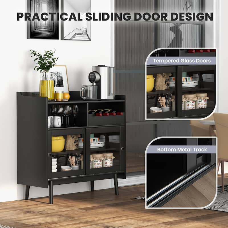 Costway Kitchen Buffet Sideboard Organizer Liquor Bar Cabinet with - See Details
