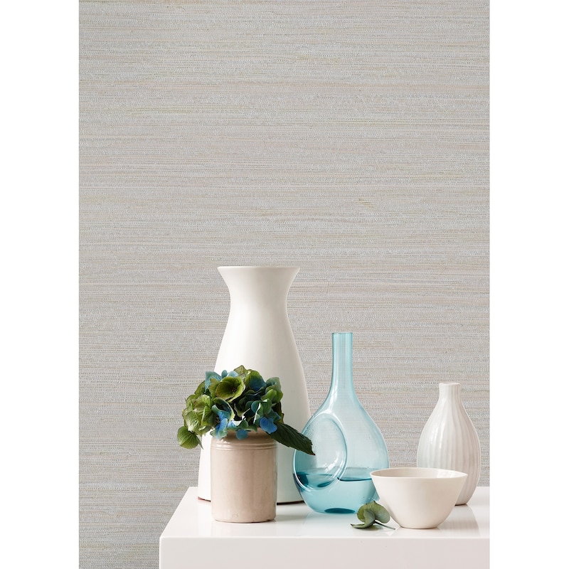 Distressed Textures Massy Kira Charcoal Hemp Grasscloth 24' L X 36" W Wallpaper Roll - Dove