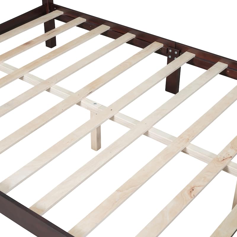 3-Pieces Bedroom Sets, Full/Queen Size Wood Platform Bed & 2 Nightstands, Modern Bed Frame w/ Headboard, Nightstand w/ 2 Drawers