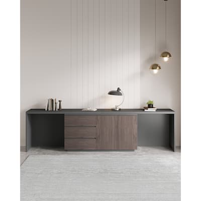 Super Large Modern Home Office Expandable Desk with Drawer Dresser for Storage