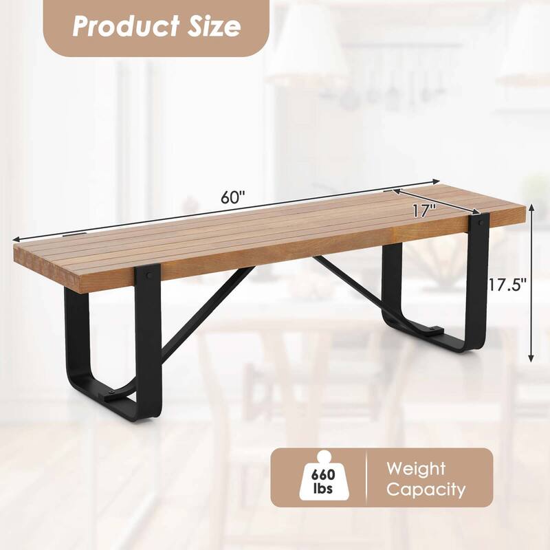 Costway 60" Long Hallway Bench Entryway Bench with Metal Frame - See Details