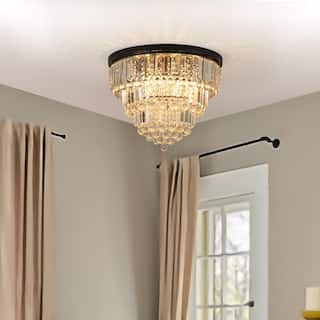 Black Luxury Modern Crystal Chandelier - Large Ceiling Light for Dining Room, Living Room, and Bedroom
