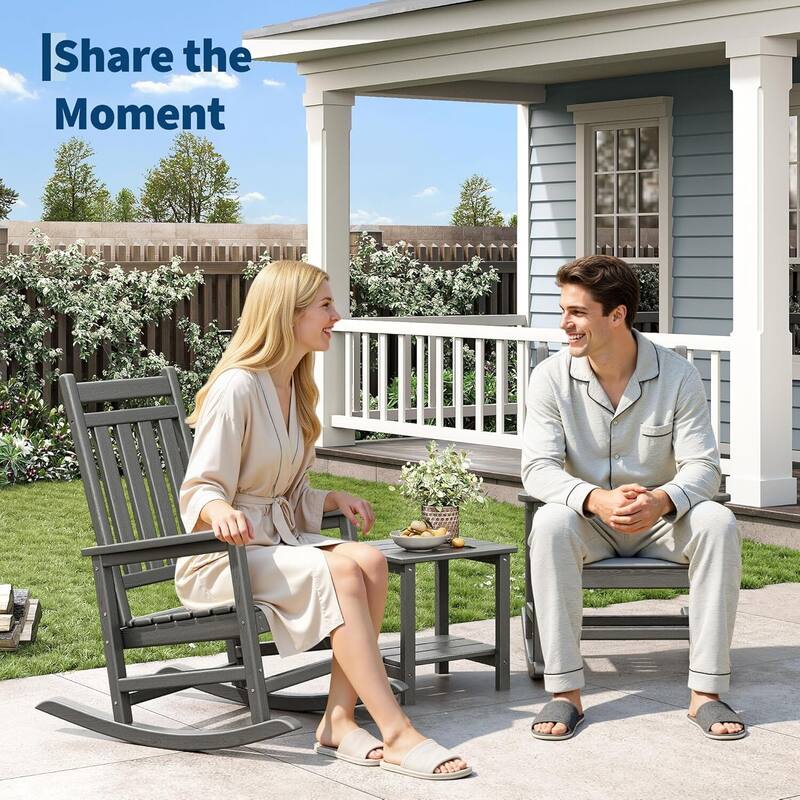 2 PCS HDPE Rocking Chair Outdoor, Porch Rocker Chairs for Patio Front Porch