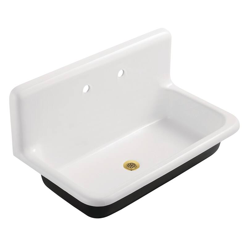 Kingston Brass KGCLWS362019 Petra Galley 36" Wall Mounted Single Basin - White / Brushed Brass