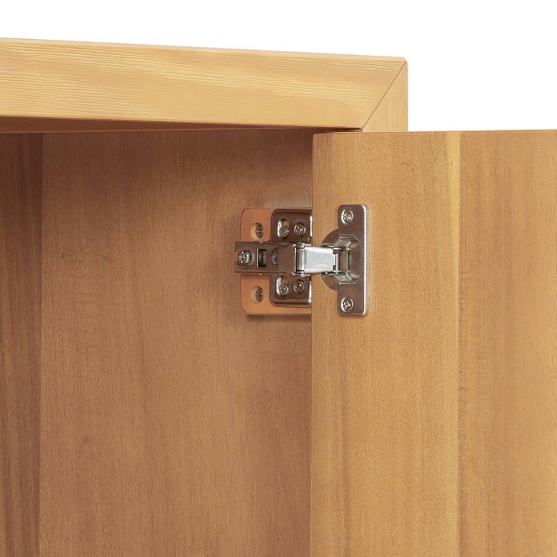 47.25"Sideboard with Pine Veneer and 2 Doors, Retro Buffet with Adjustable Feet, Wooden Storage Cabinet with Metal Handles