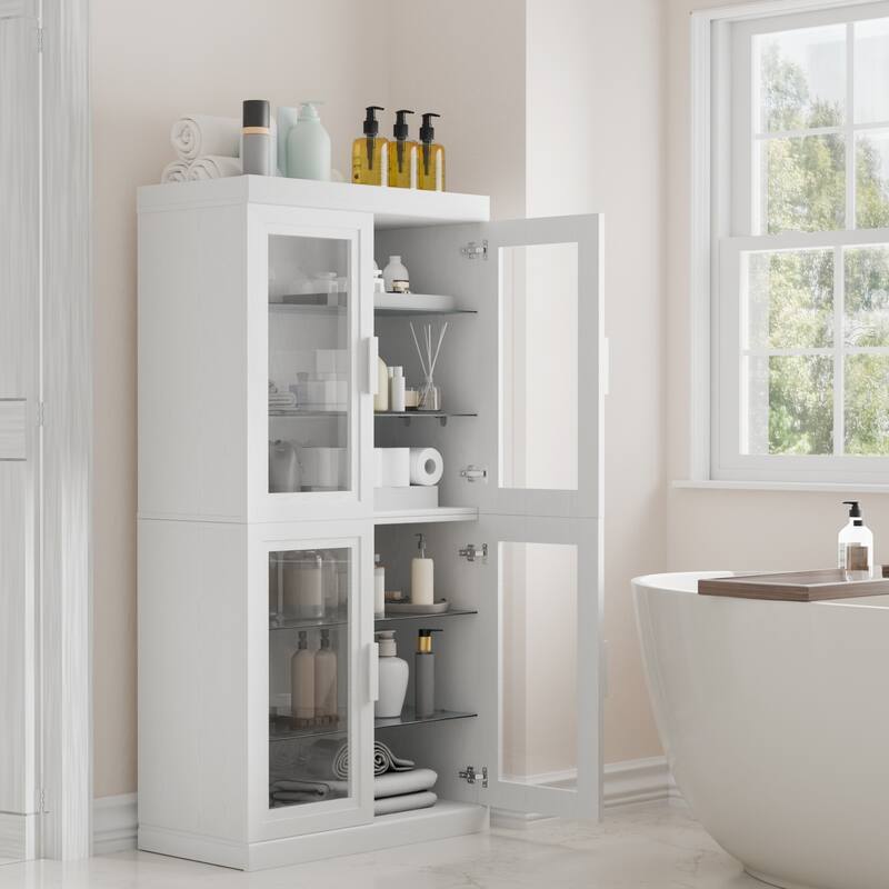 Dovelina Sideboard Buffet Storage Cabinets with Adjustable Shelves,Glass Door - 62"Lx31"H