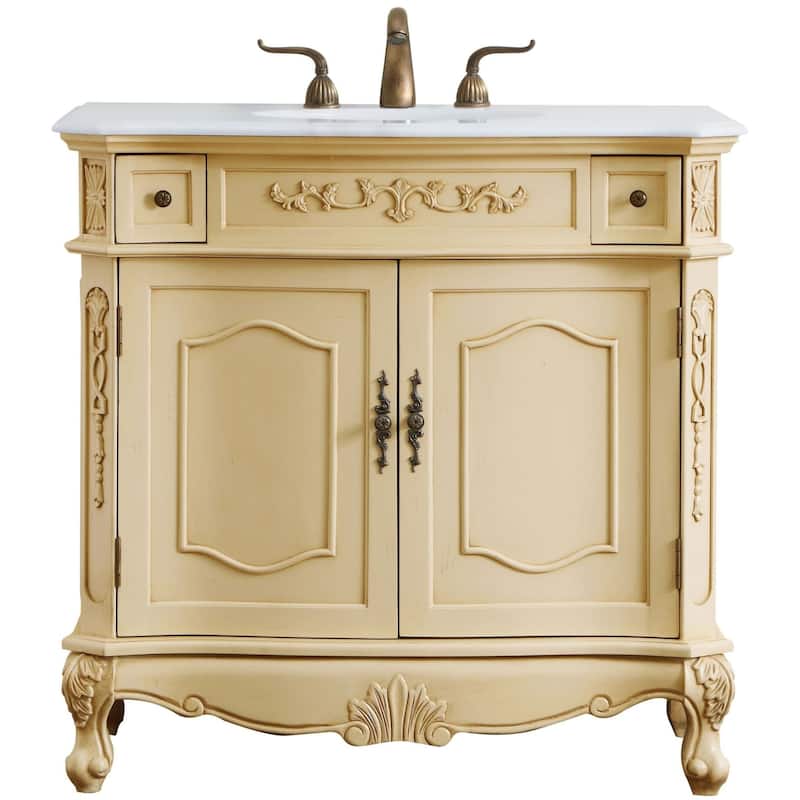 Elegant Lighting VF10136-VW Danville 36" Free Standing Single Basin - Light Antique Beige - Cappuccino Finish