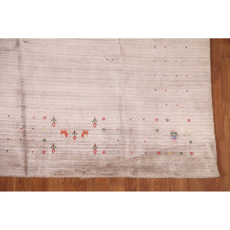 Gabbeh Oriental Area Rug Handmade Tribal Bedroom Silk Carpet - 7'9"x 9'7"