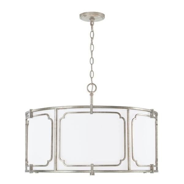 slide 2 of 10, Merrick 25" 4-light Cage Pendant Antique Silver