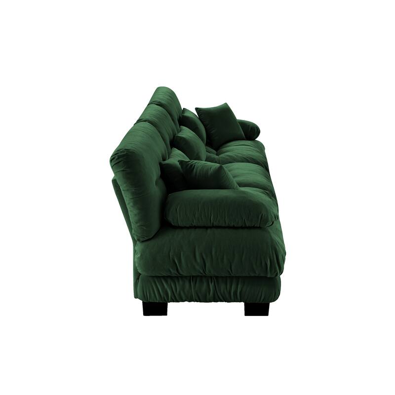 Rossetta 3-Seater Stylish Design Chenille Modular Sectional Sofa with Round Bolster Armrests