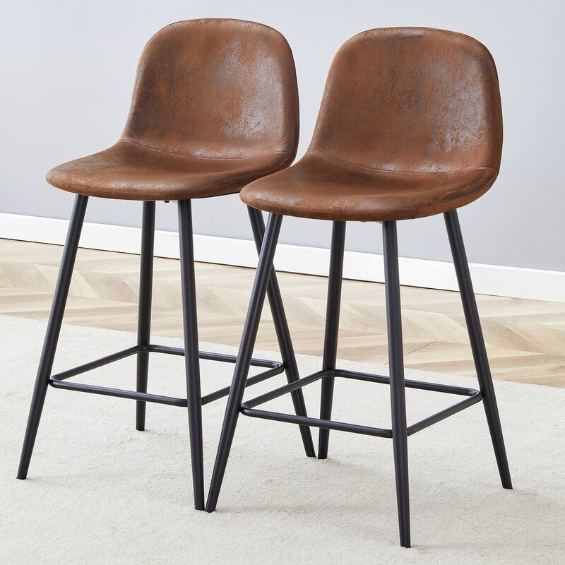 Industrial Bar Height Stools with Back, Counter Height Bar Chairs, with Metal Legs & Soft Backrest Easy to Assemble