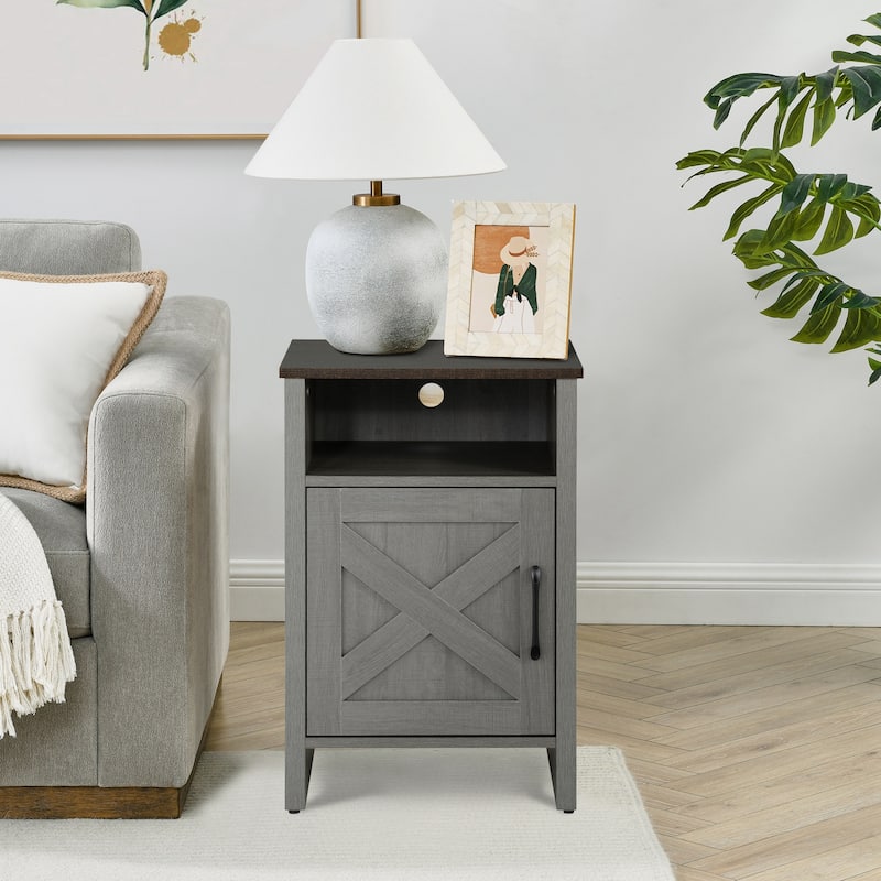 Farmhouse 16 in.L Two-tone Design Nightstand