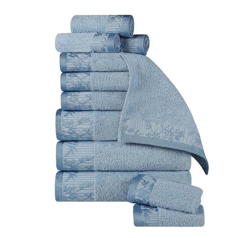 Superior Wisteria Cotton Floral Jacquard 12 Piece Bathroom Towel Set