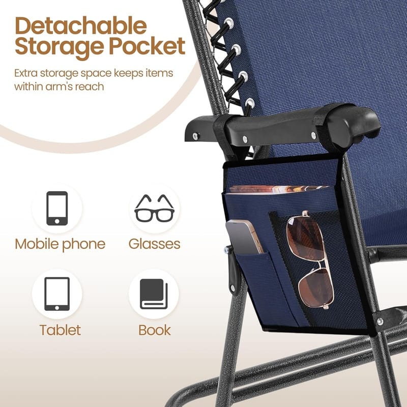 Rocking Chairs Foldable Outdoor Lounge Chair for Outside - 40.2"D x 25.8"W x 40.6"H