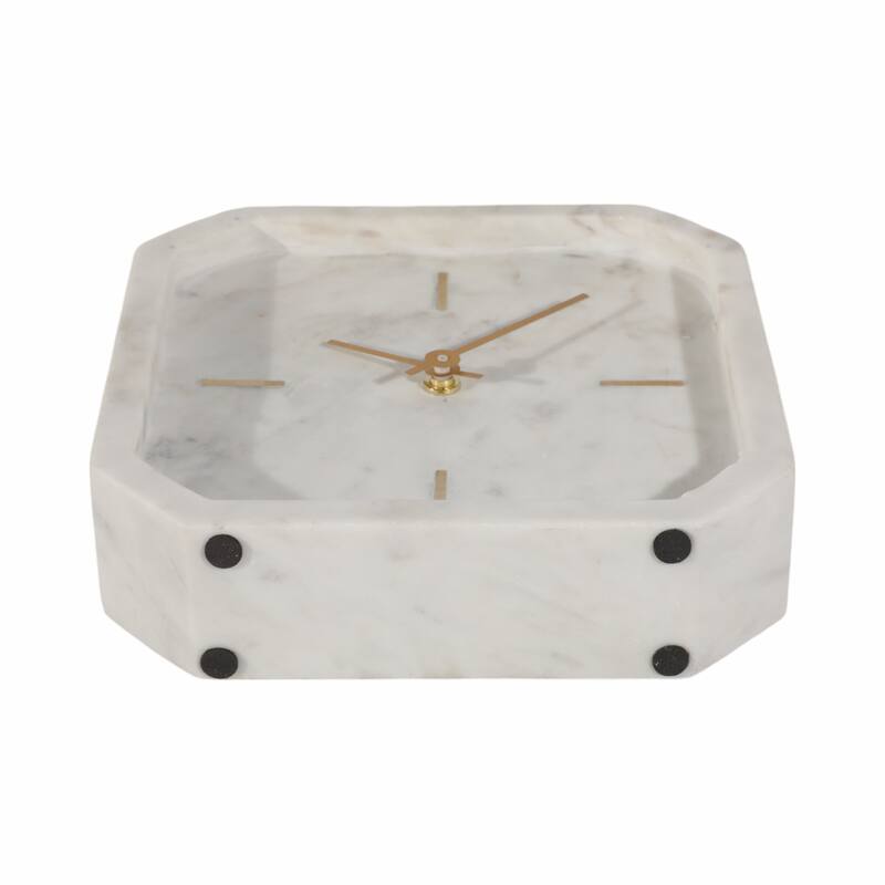 Modern Glam Marble & Stone Clock for Home Decor