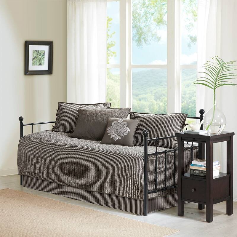 6 Piece Reversible Daybed Cover Set Dark Grey Daybed