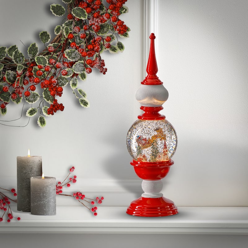 16" LED Peppermint Finial Santa With