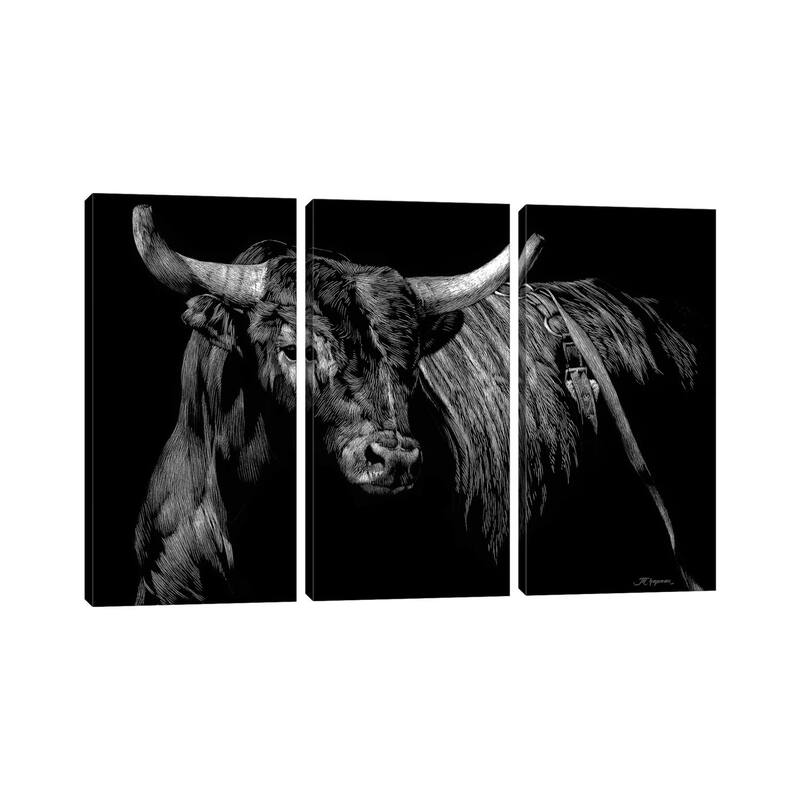 iCanvas "Brindle Rodeo Bull" by Julie T. Chapman 3-Piece Canvas Wall Art Set