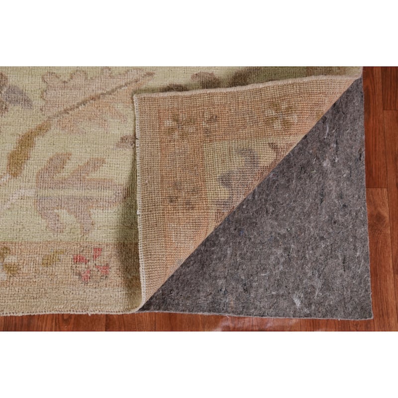 Vegetable Dye Oushak Turkish Rug Hand-Knotted Peach Floral Wool Carpet - 8'3" x 10'5"