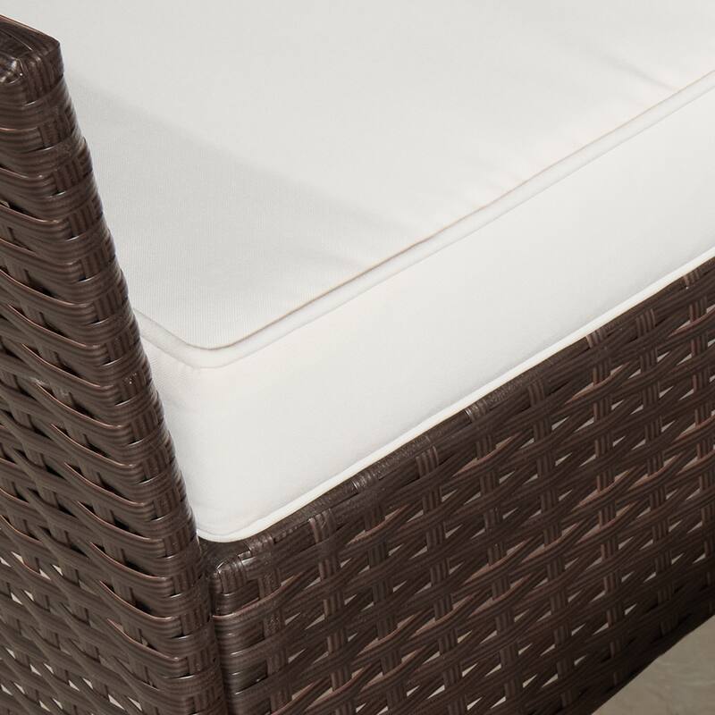 Patio Furniture Set - 3-Piece Outdoor Rattan Seating Set with 2 Cushioned Chairs and Table by Lavish Home (Brown)