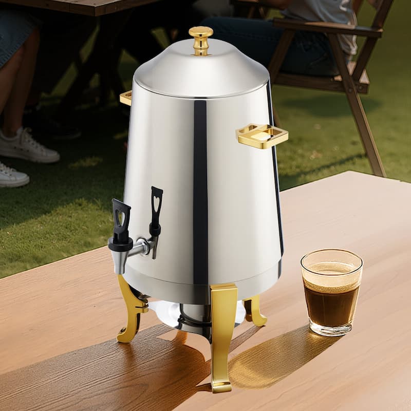 3.4 Gal Stainless Steel Hot Beverage Dispenser with No-Drip and Spigot Drink Server for Parties - 11.4 x 11.4 x 20.9 in