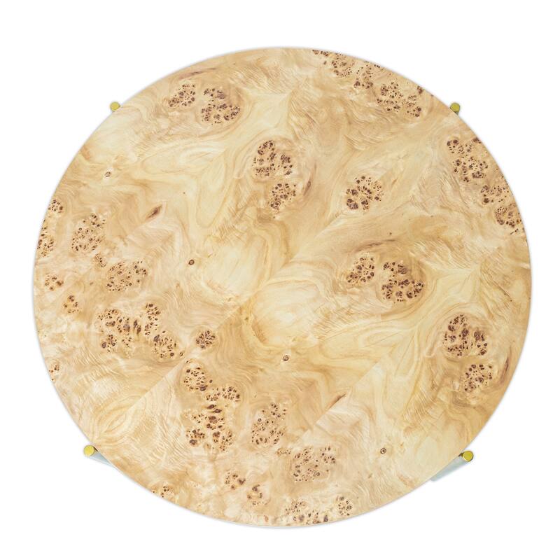 Eliana Round Burl Wood & Metal Coffee Table by Sevita - 36" Diameter x 18" H