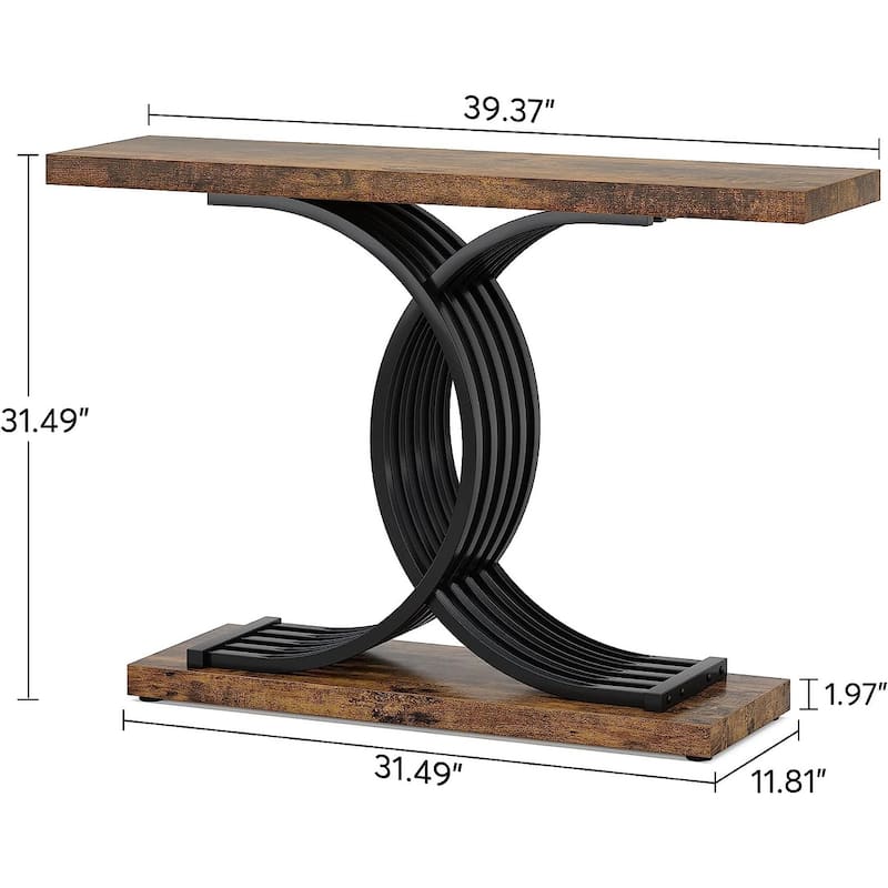 Console Table, Entryway Table with Geometric Legs, Sofa Table - 11.81"D x 39.37"W x 31.49"H