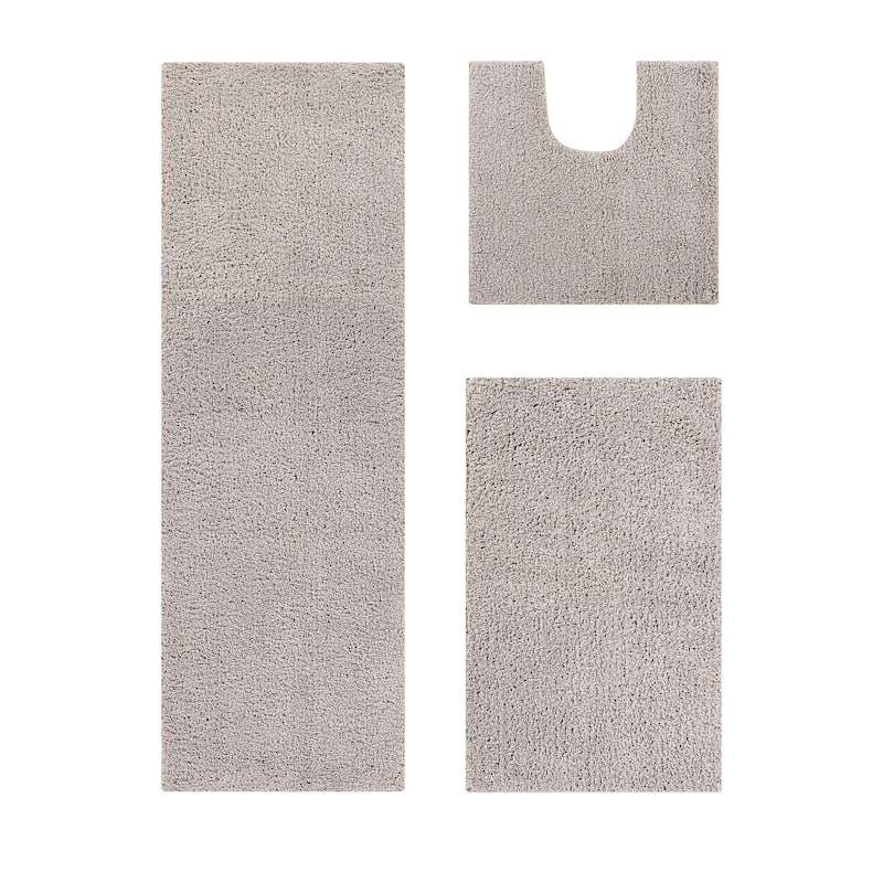 Better Trends Bath Rug Set 100% Micro Polyester Tufted Anti-Skid Latex Backing Bathroom Rugs for Shower, Sink Mats Micro Plush