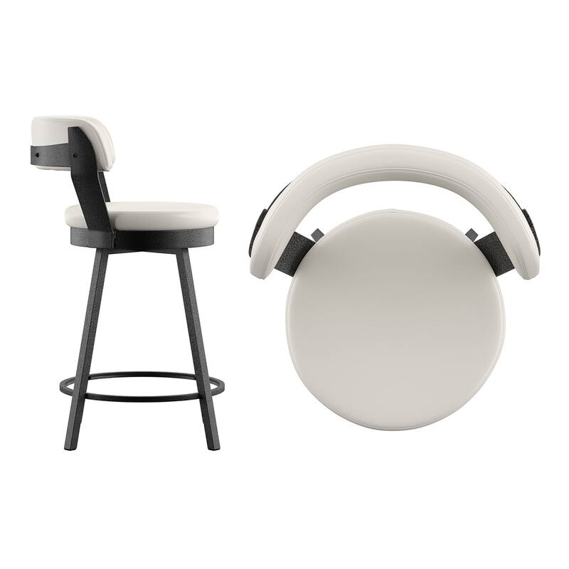 Grinzau Faux Leather Metal Swivel Stools (Set of 2)