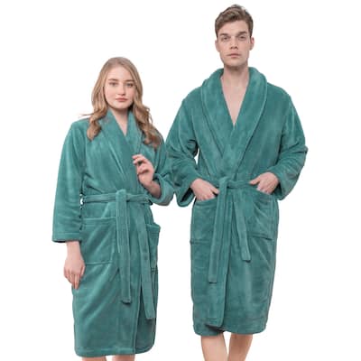 American Soft Linen Mens and Womens Robe Warm Fleece Unisex Bathrobe ...