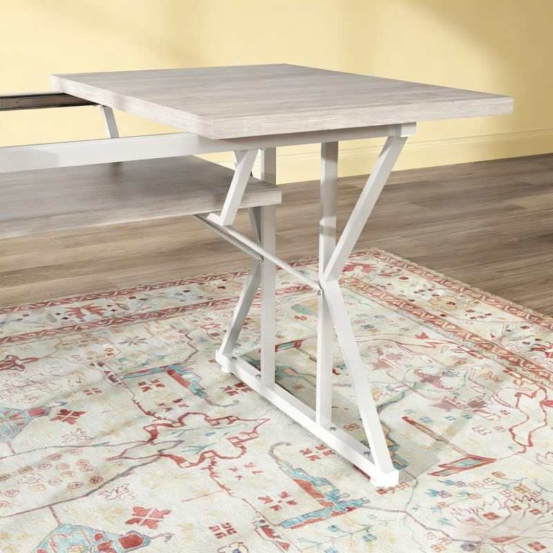 Expandable Dining Table Meeting Table, Wood Kitchen Table, Home Office Table with Trestle Base, Seats 4-6