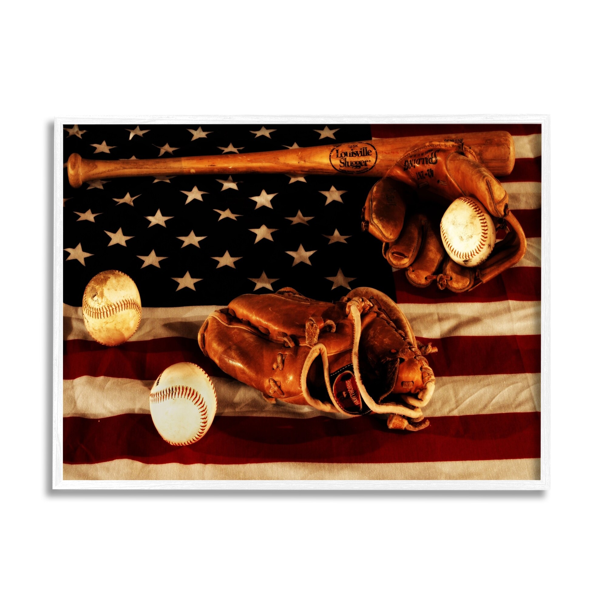 Stupell Vintage American Flag Baseball Sports Rustic Photo,11x14, Design By  Artist Daniel Sproul - Bed Bath & Beyond - 28719765