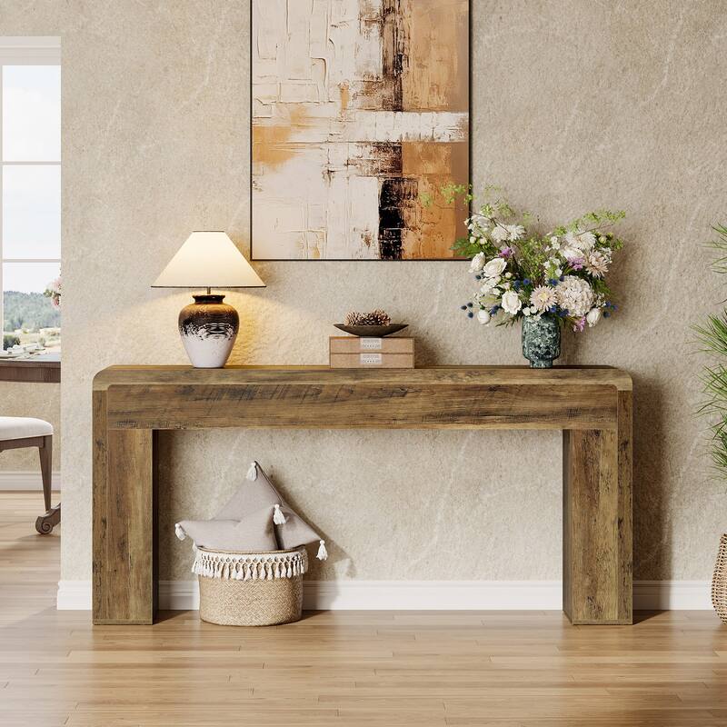 Industrial Rustic Brown Extra Long 70.9" Console Table for Entryway
