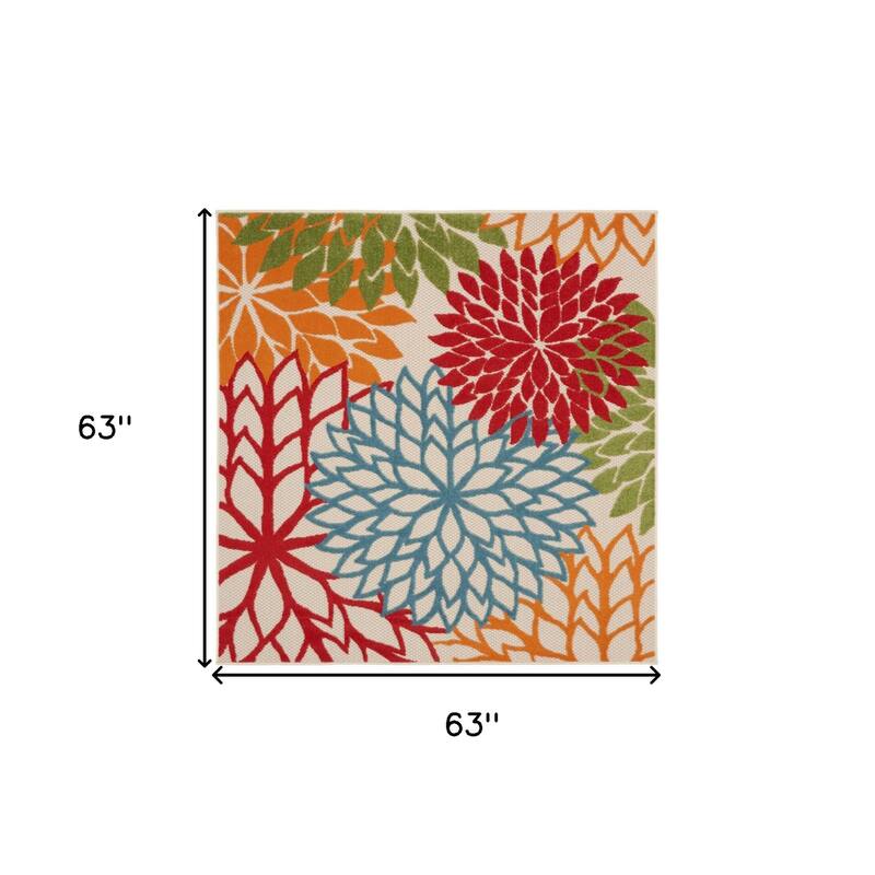 HomeRoots Contemporary Square Outdoor Rug - 5' Square