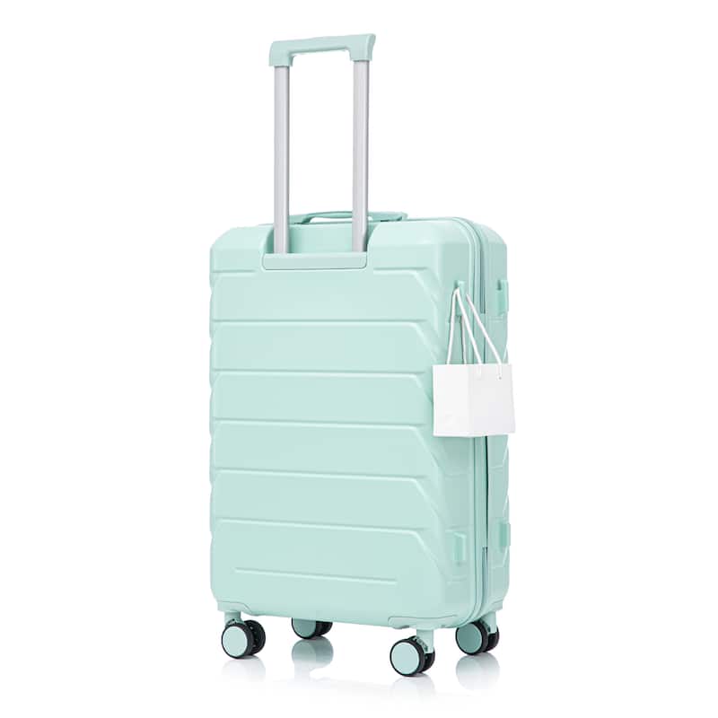 28 Inch Large Checked Luggage, Scratch Resistant Surface Four Multi-Directional Wheels, With Combination Lock and Side Hooks - Mint Green