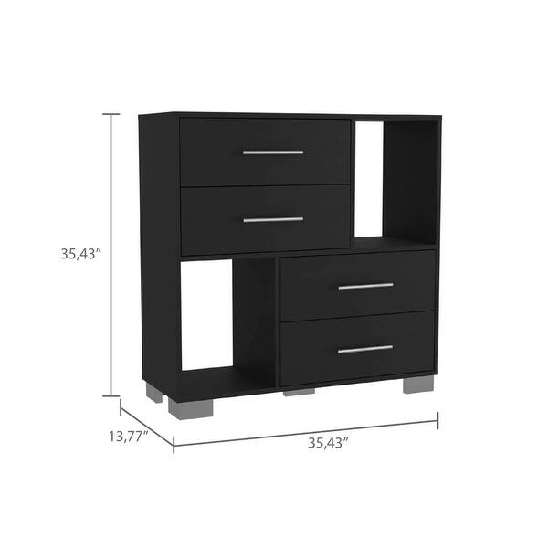 Minimalist Style 4Drawers 2 Open Shelves Dresser Chests, Modern