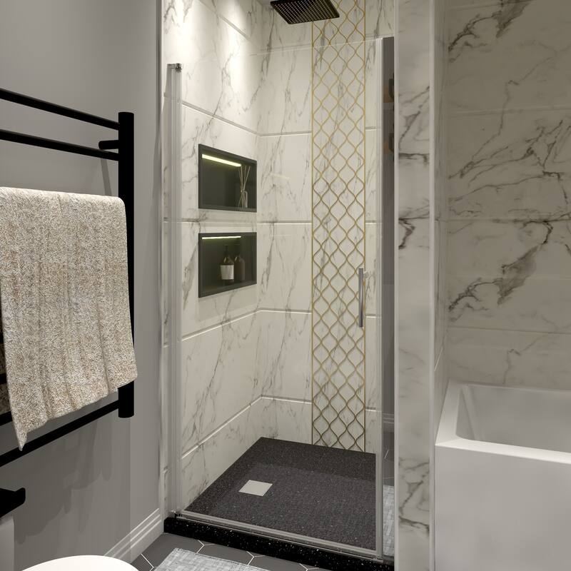 34" W x 72"H Pivot Frameless Swinging Shower Door