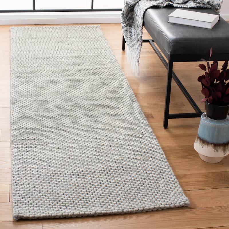 SAFAVIEH Handmade Natura Refiqe Wool Rug - 2'3" x 8' Runner - Grey - Runner