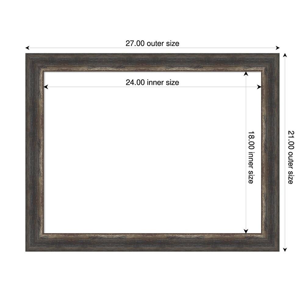 Amanti Art Bark Rustic Char Narrow Framed Dry Erase Magnetic Board