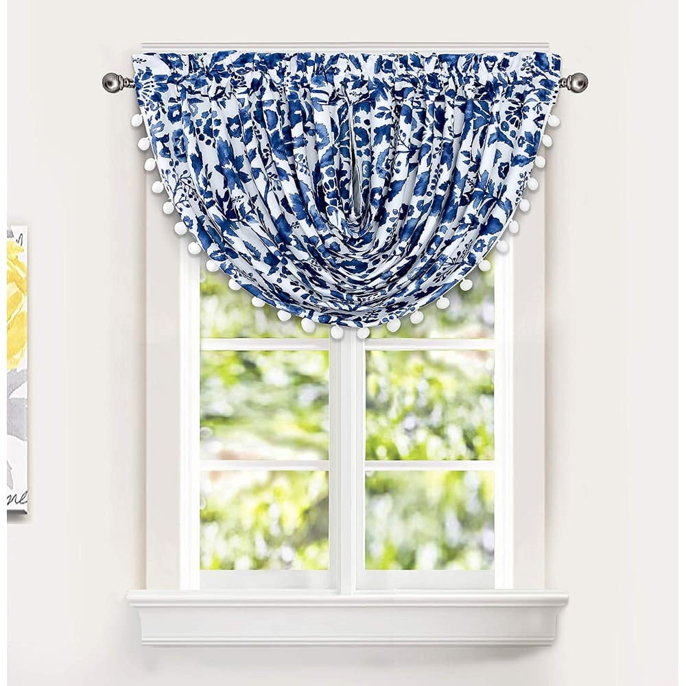 Porch & Den Ouzel Floral Watercolor Pattern Lined Window Valance